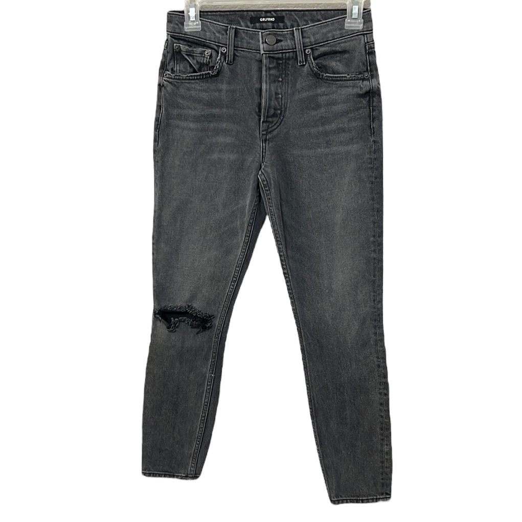 Grlfrnd Karolina Ripped Knee High Rise Jeans In Faded Black Wash Size 24